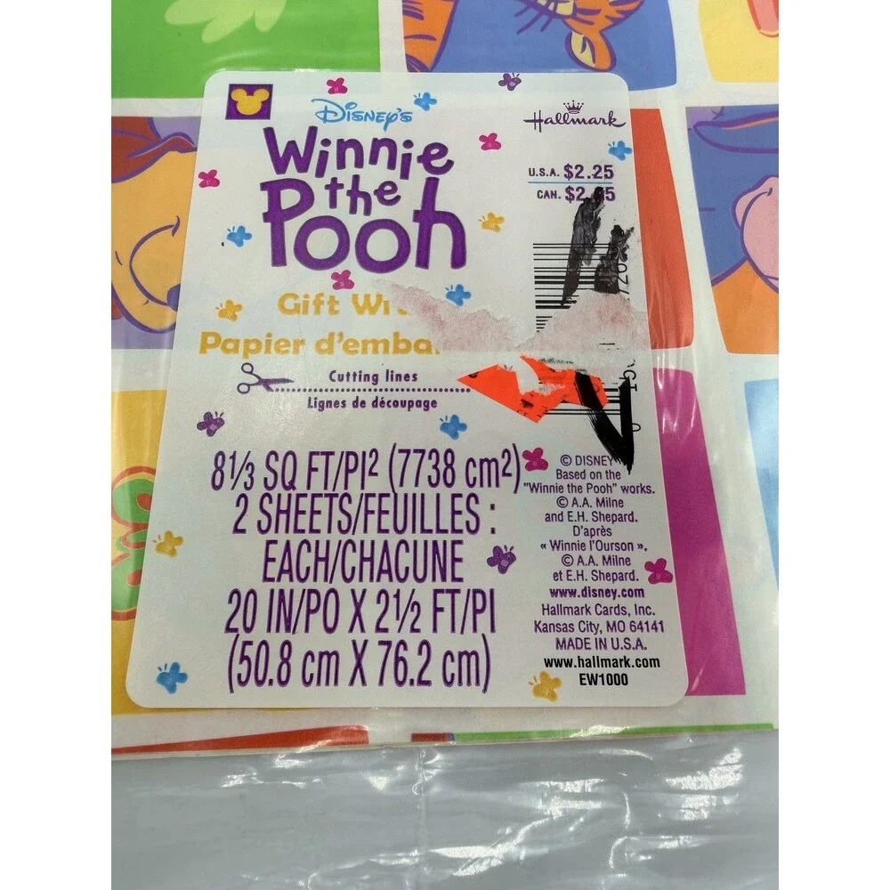 Disney's Vintage Winnie the Pooh & Friends Gift Wrapping Paper Hallmark